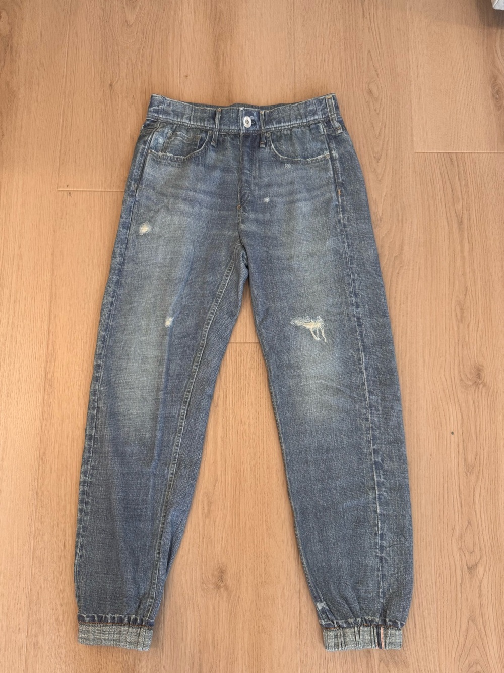 rag & bone Washed Blue Relaxed Fit Distressed Jeans